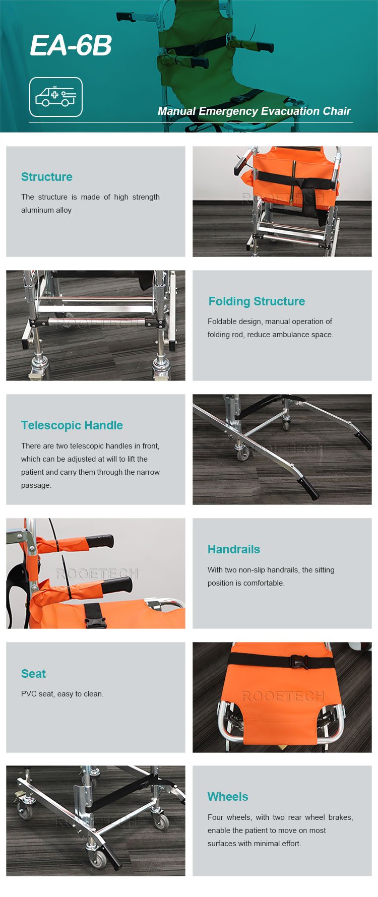 evacuation chair,stair climbing chair,emergency evacuation chair,stair chair stretcher,manual stair chair