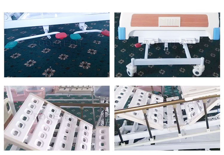 two crank hospital bed,5 function hospital bed,manual adjustable bed,hospital bed equipment,hydraulic lift hospital bed 