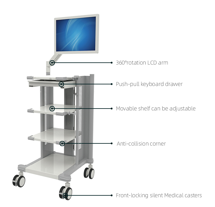 mobile endoscopy carts,laparoscopic cart,endoscopy cart monitor arm