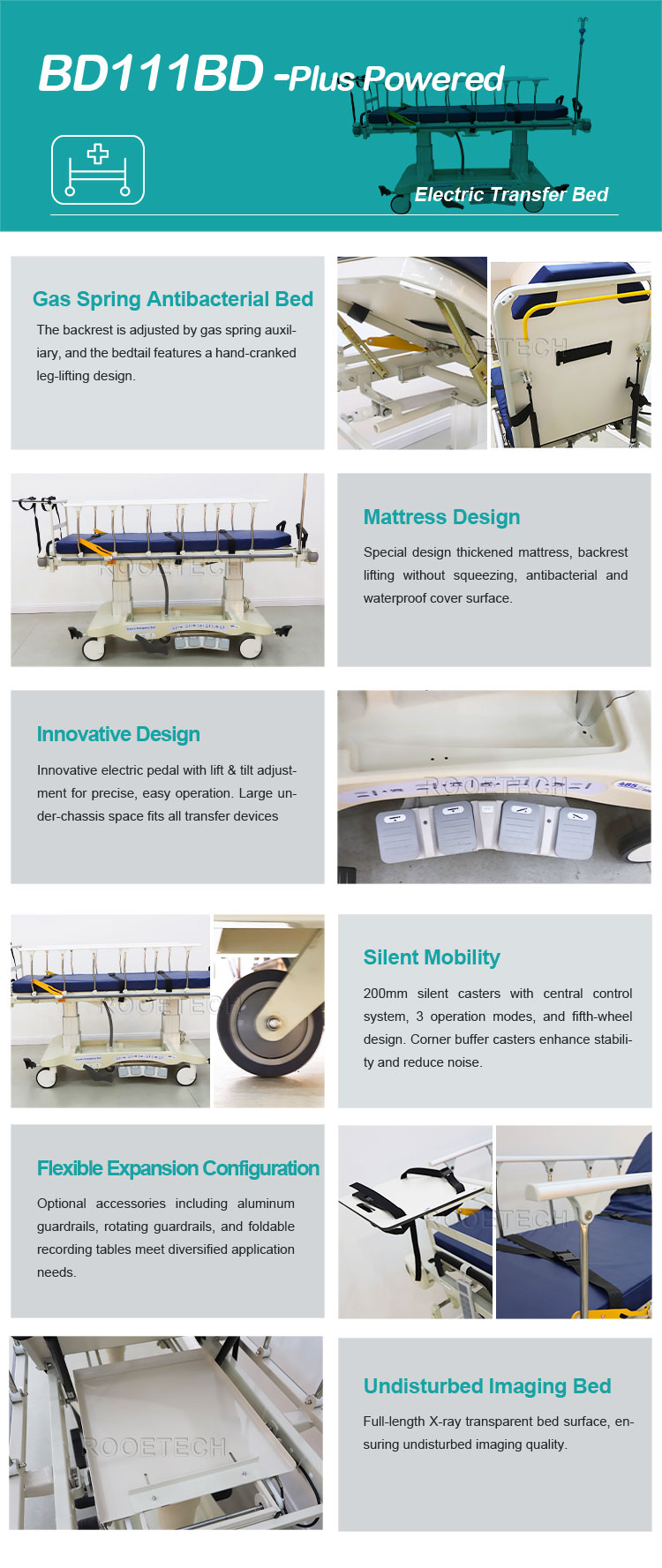 Electric Transfer Trolley,Hospital Stretcher,electric Hydraulic Cart
