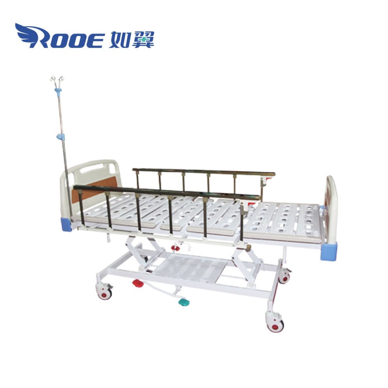 three function hospital bed,hospital bed manual,manual adjustable bed,manual bed,hydraulic hospital bed