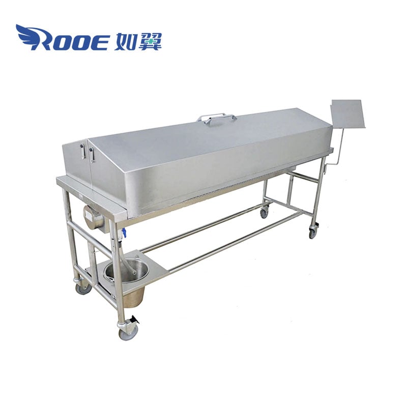stainless steel embalming table,concealment trolley,mortuary trolley,mortuary concealment trolley,embalming table