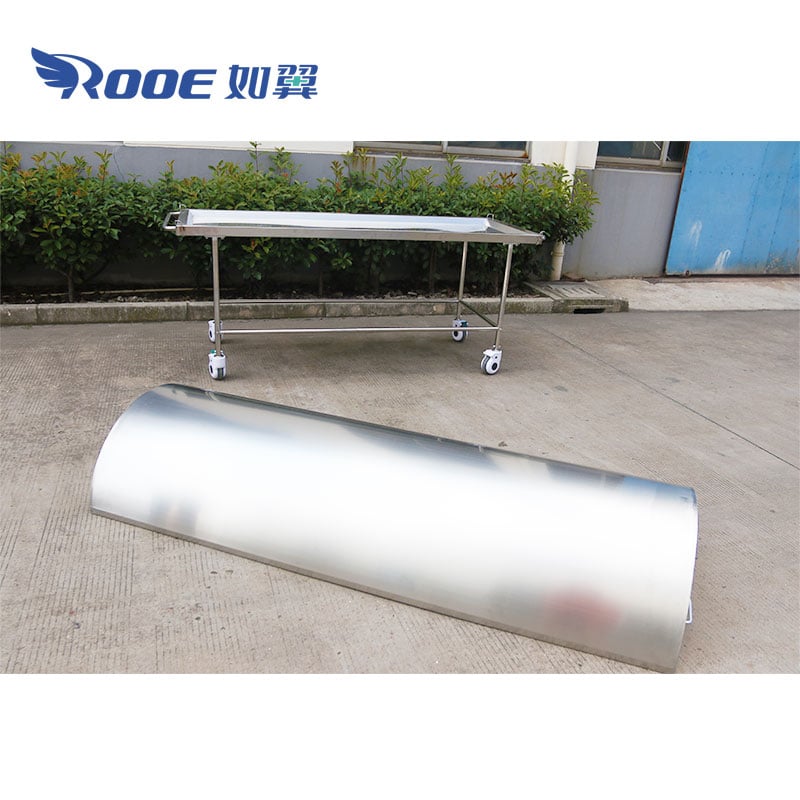 stainless steel autopsy table,mortuary trolley,corpse transport,transport trolley,embalming table