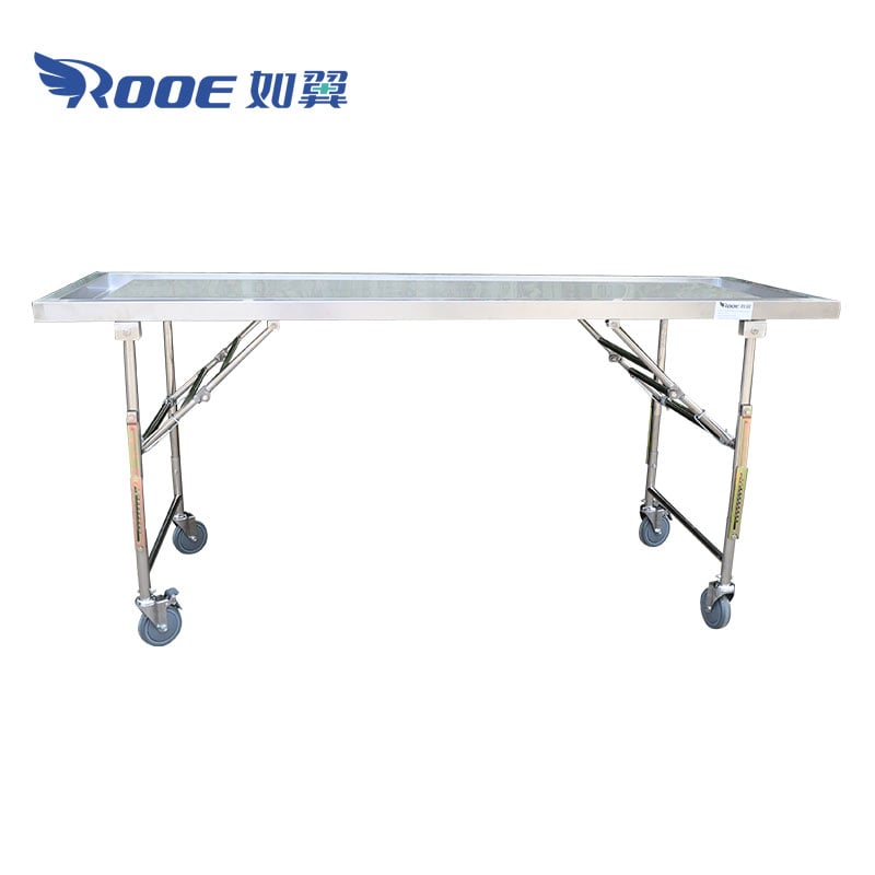 stainless steel autopsy table,autopsy tables manufacturers,cadaver carrier,anatomy equipment,morgue cart