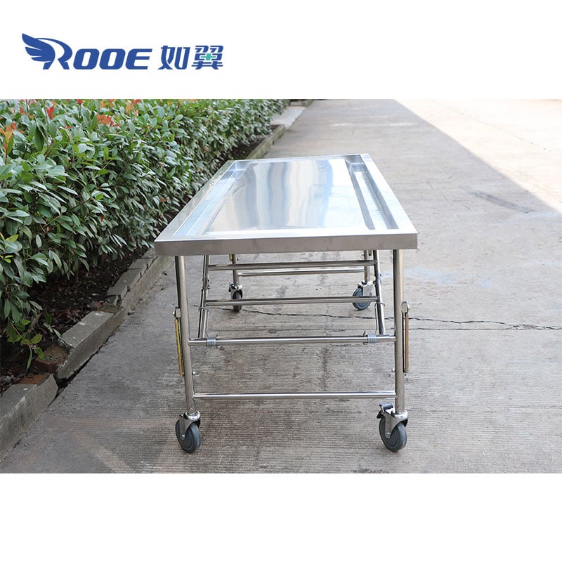 stainless steel autopsy table,autopsy tables manufacturers,cadaver carrier,anatomy equipment,morgue cart