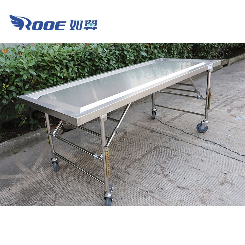 stainless steel autopsy table,autopsy tables manufacturers,cadaver carrier,anatomy equipment,morgue cart
