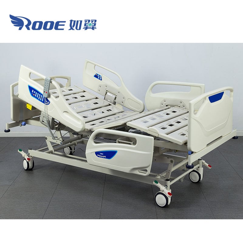 patient hospital bed,electric hospital bed controls,5 function hospital bed,height adjustable hospital bed,icu hospital bed