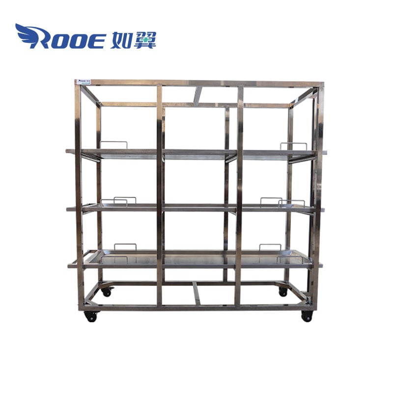roller rack,body tray,mortuary body racks,3 tier storage rack
