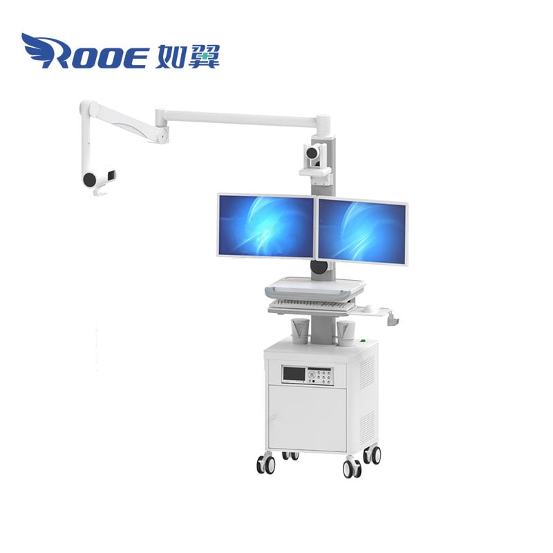 computer workstation cart,medical workstation cart,workstation cart,medical teaching equipment,computer cart with monitor arm