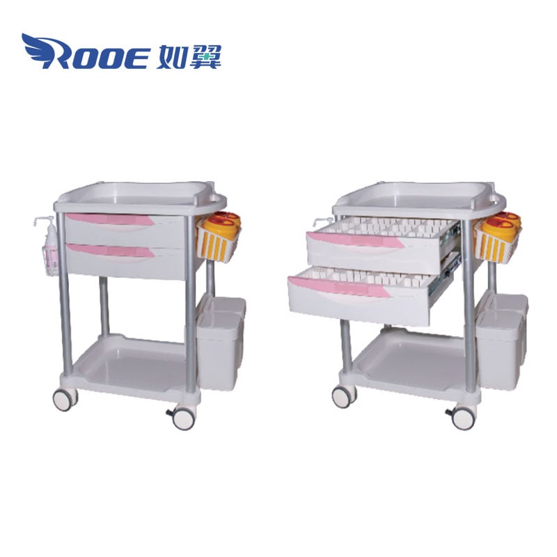treatment trolley,dressing trolley,iv therapy carts,medical cart with drawers,medical treatment cart