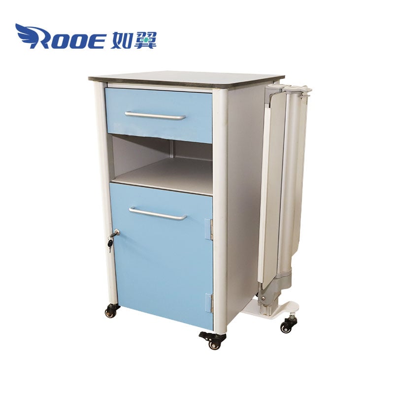 Patient Bedside On Castors With Integrated Overbed Table