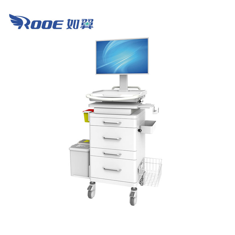 computer workstation on wheels, nursing cart